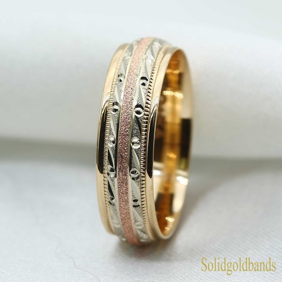 10 K Gold wedding Band 6mm , white gold, yellow gold, rose gold, engagement - Picture 2 of 3